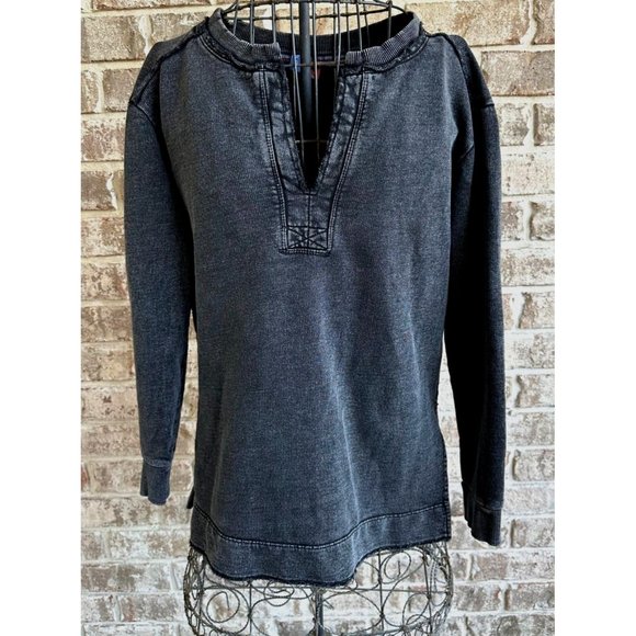 Pilcro by Anthropologie Tops - Anthropologie Pilcro Split Back Terry Top XS Extra Small Black Tunic Dis…